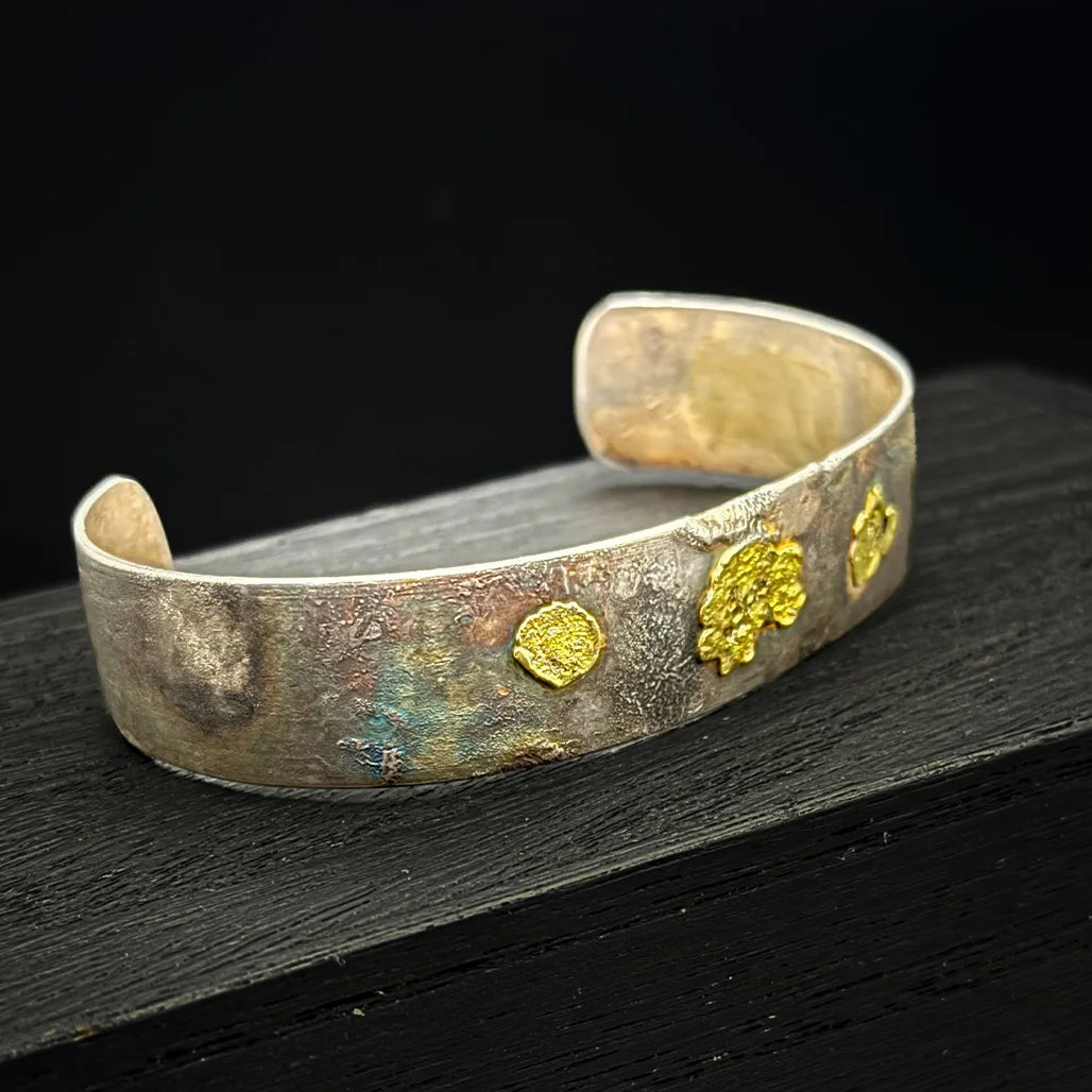 Reticulated Iridescent Sterling Silver Bracelet
