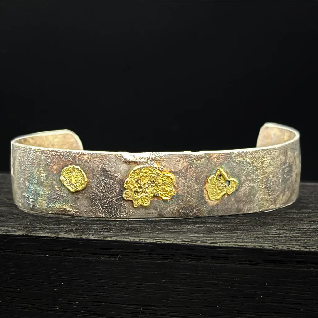 Reticulated Iridescent Sterling Silver Bracelet