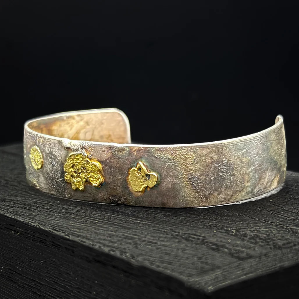 Reticulated Iridescent Sterling Silver Bracelet