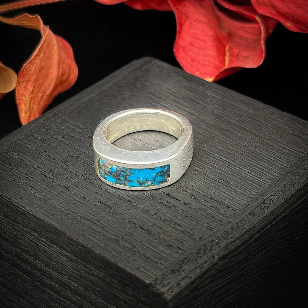 Kingman Turquoise with Pyrite Ring