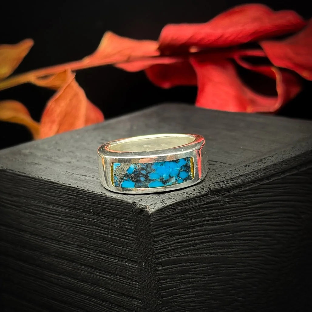Kingman Turquoise with Pyrite Ring