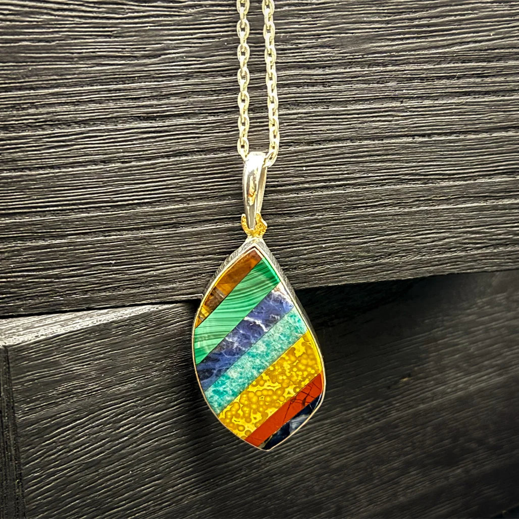 Intarsia Rainbow Pendant