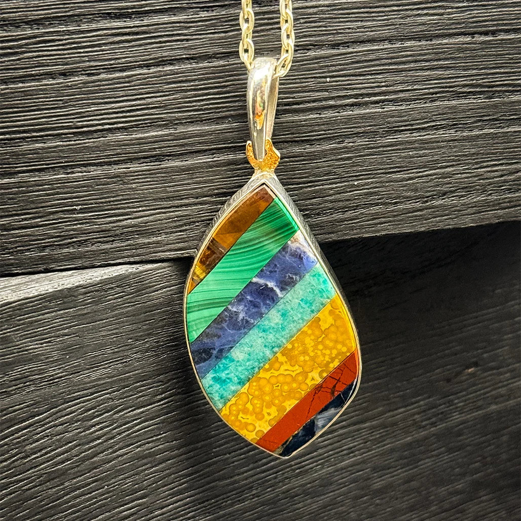 Intarsia Rainbow Pendant