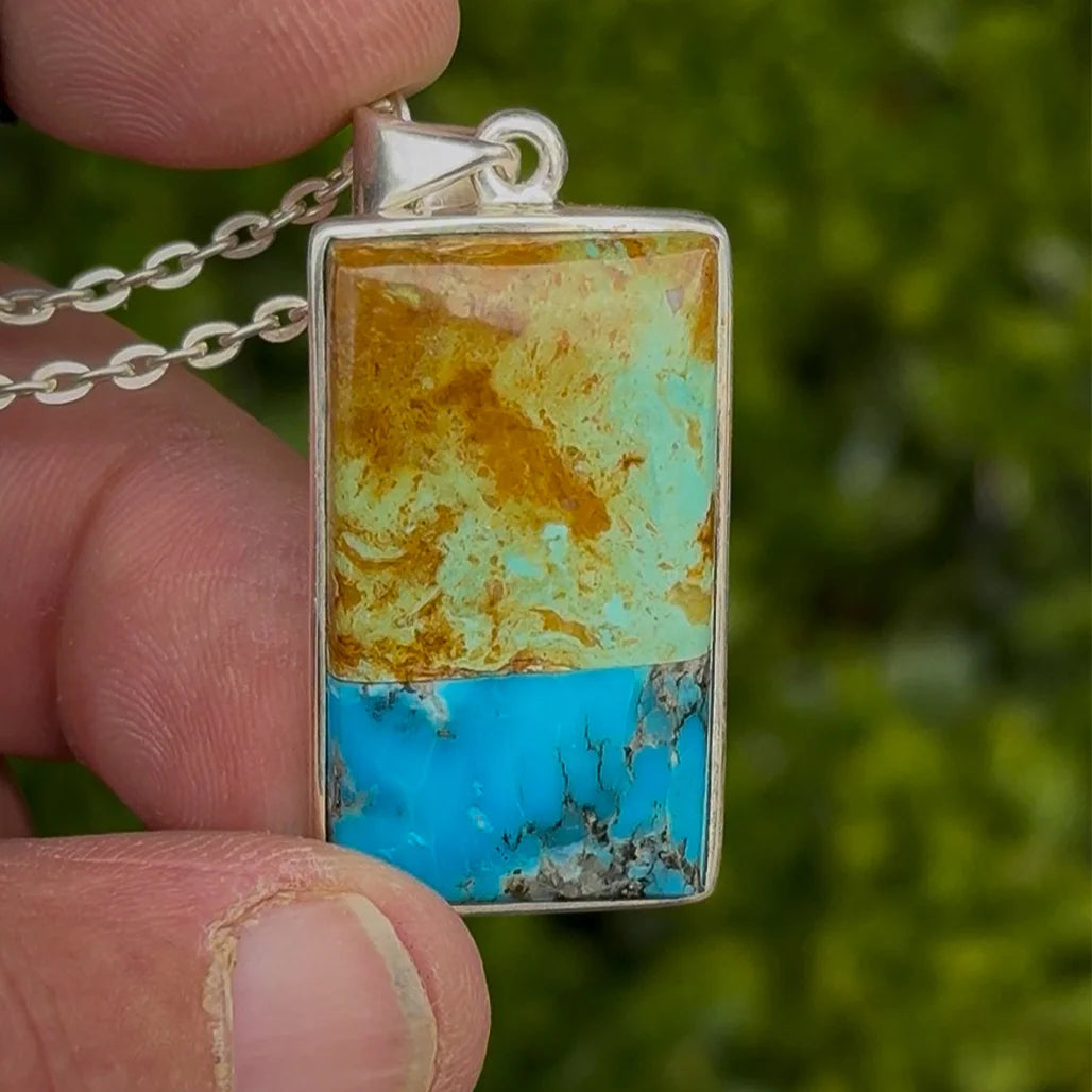 Turquoise Intarsia Pendant