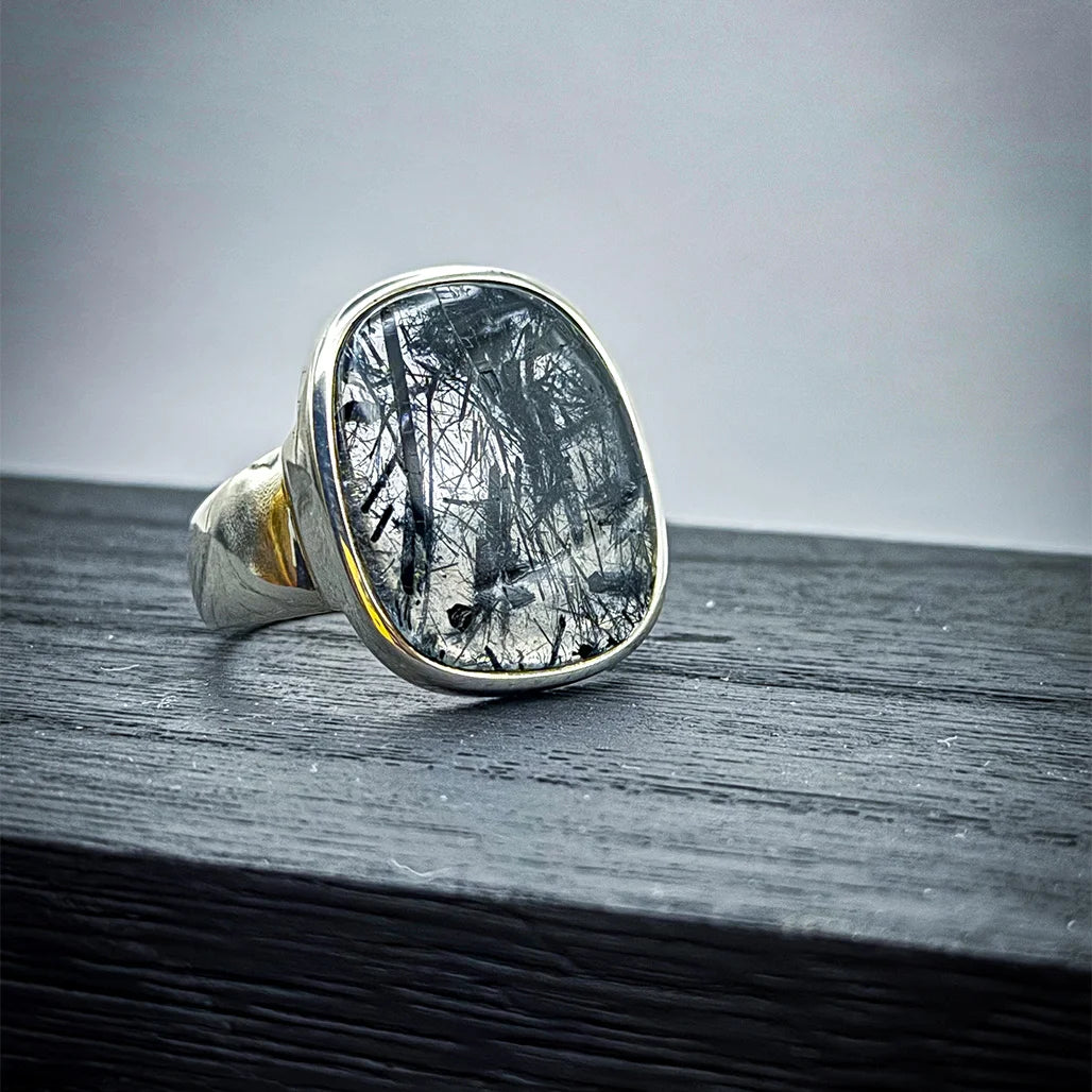 Tourmalinated Quartz Ring