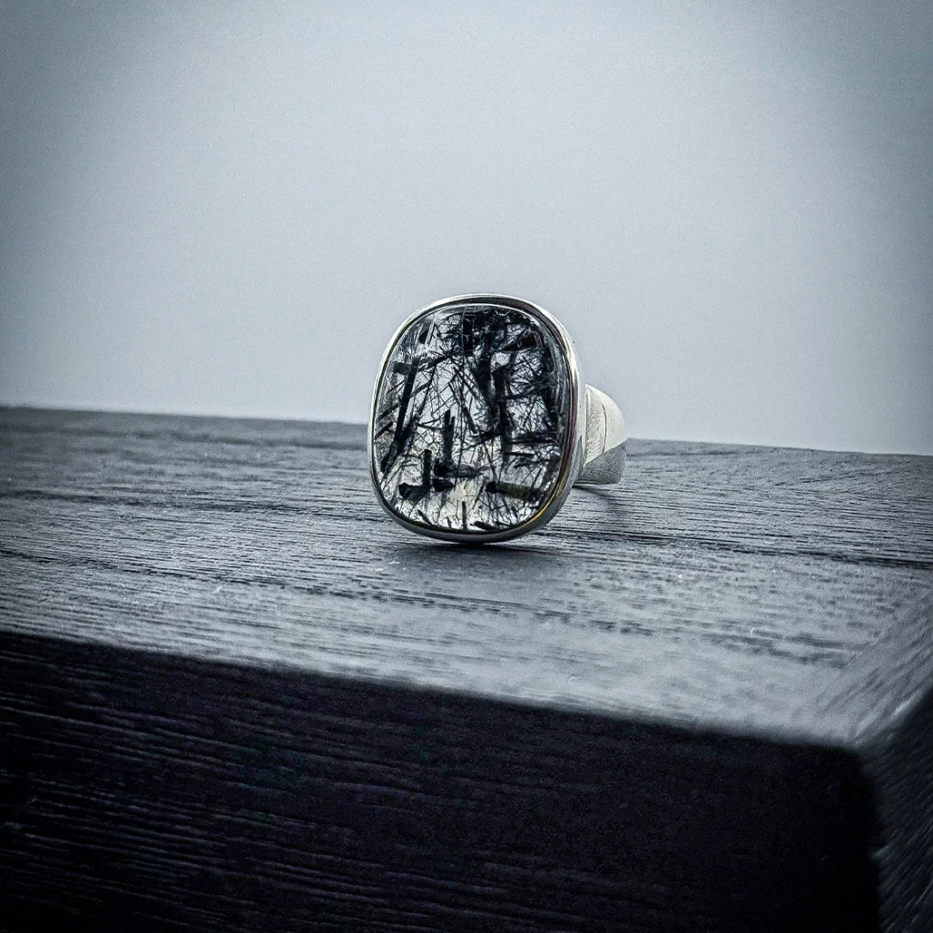 Tourmalinated Quartz Ring