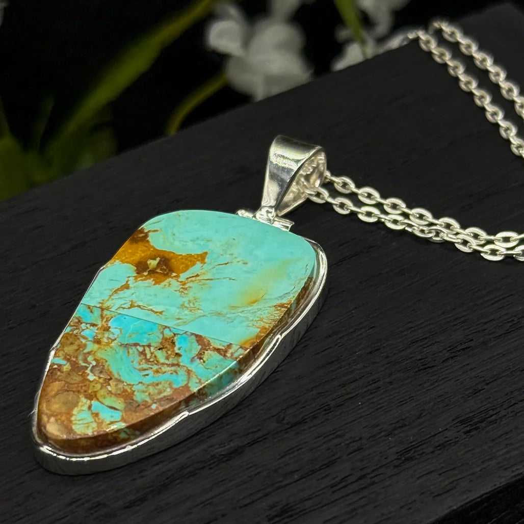 No. 8 Turquoise Intarsia Pendant