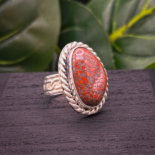 Red Dinosaur Bone Ring