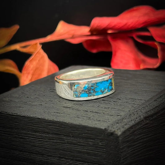 Kingman Turquoise with Pyrite Ring