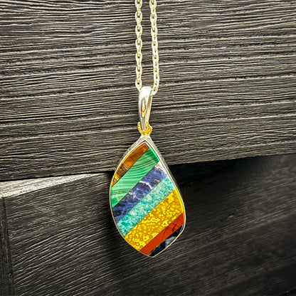 Intarsia Rainbow Pendant